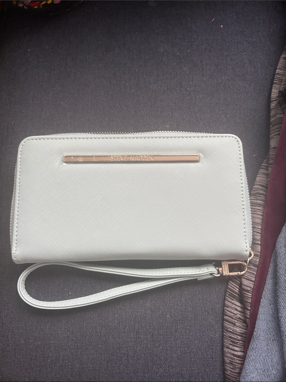 Steve Madden Mint Green Wristlet Clutch with Gold-Tone Accent